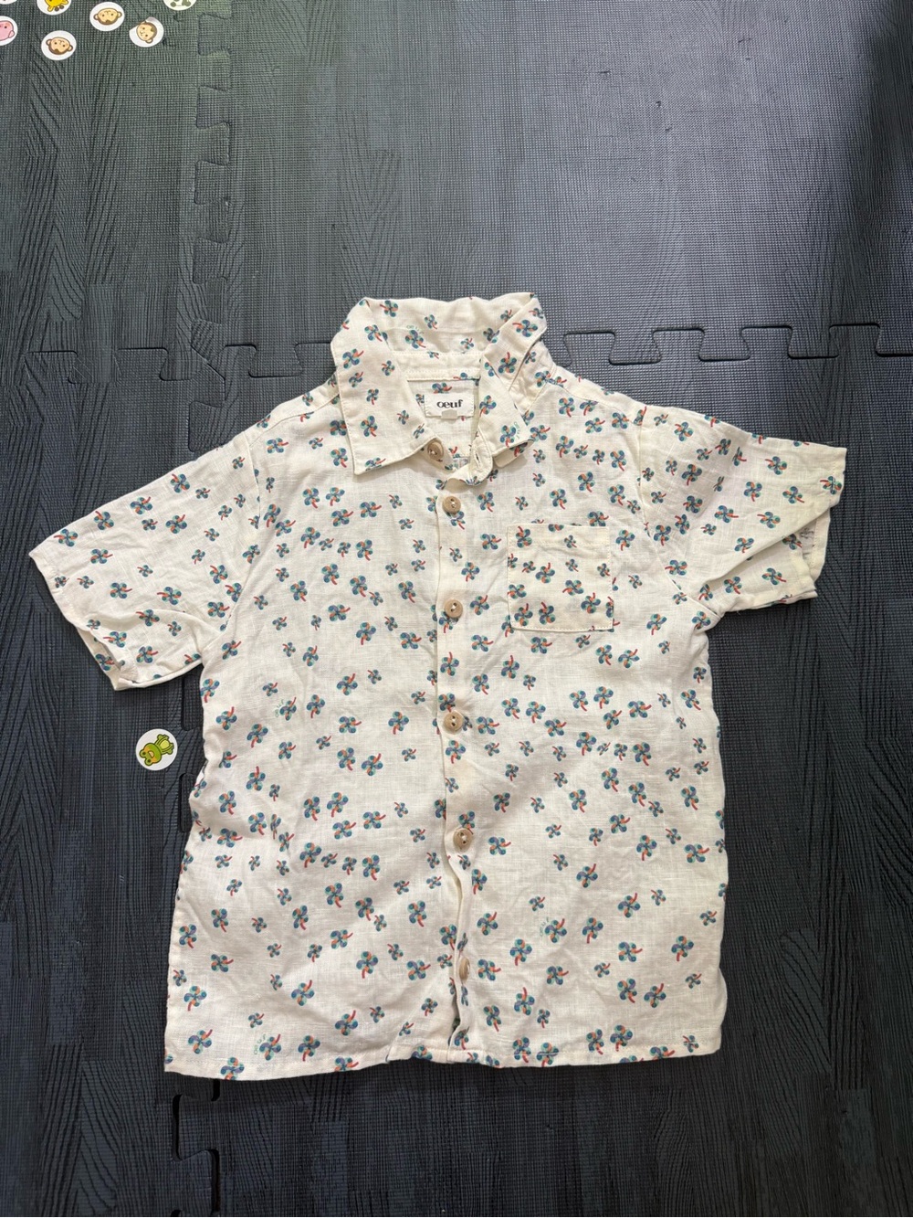 Oeuf kids white short sleeve button shirt